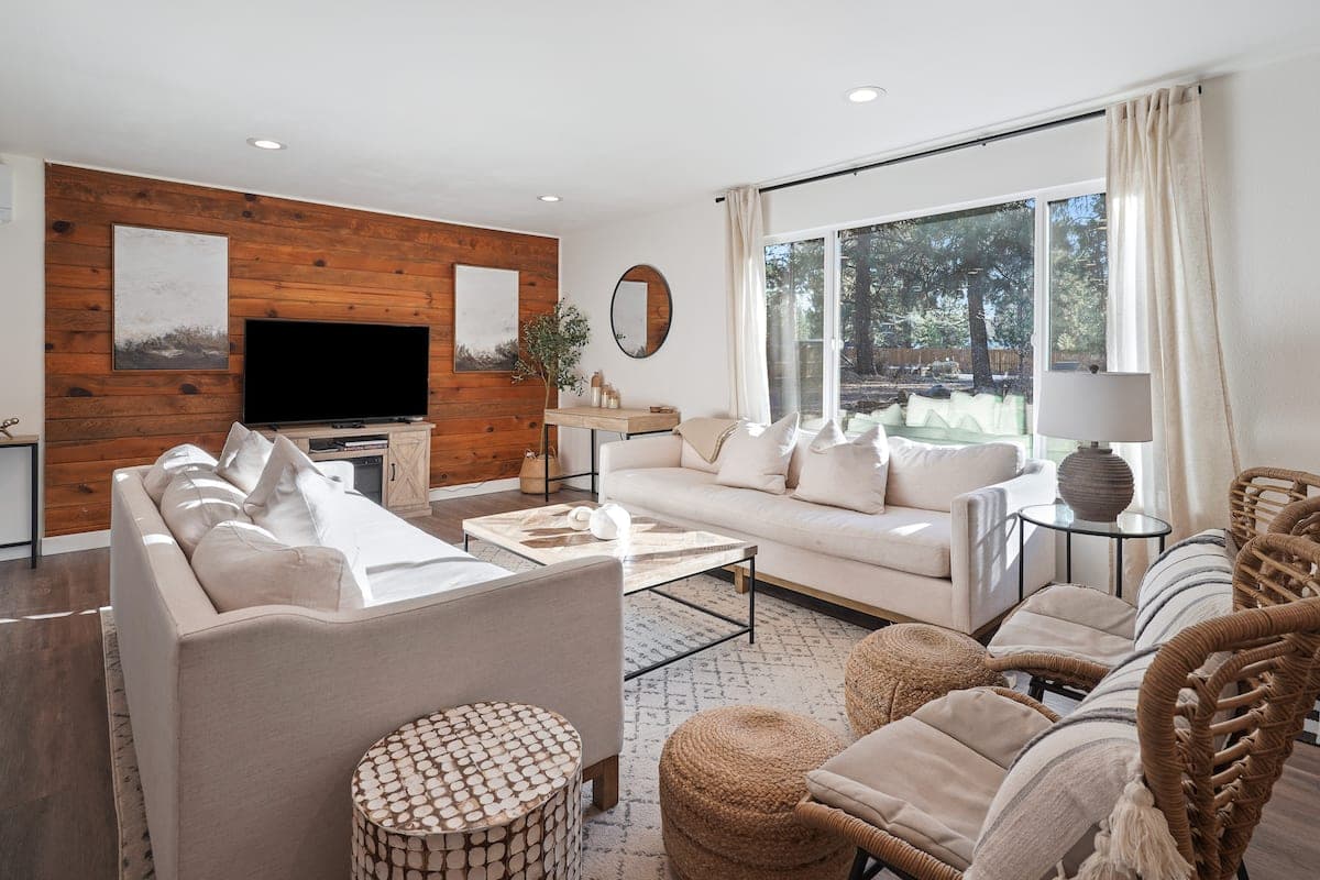 Light and bright living room at Woodhaven 1-Acre Oasis